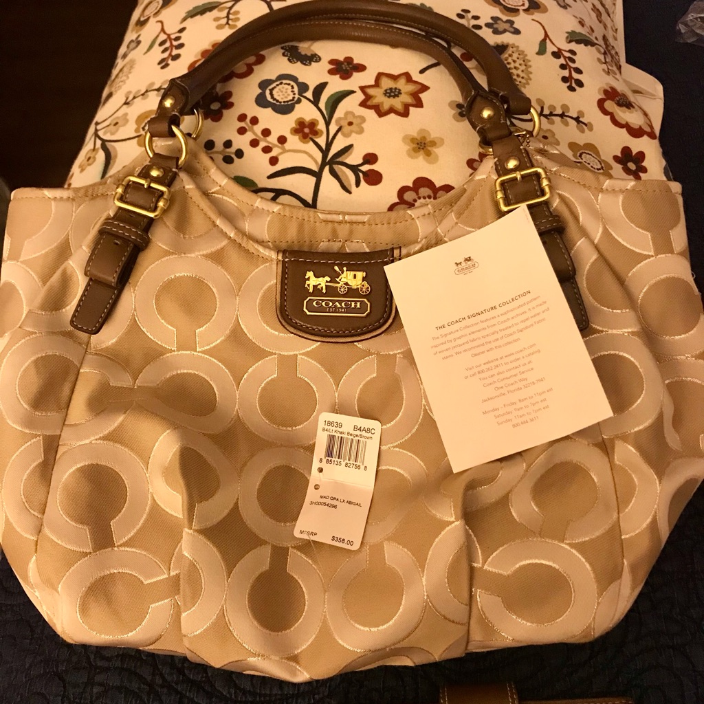 Coach Abigail Handbag With Matching Wallet. Nwt Deep Purple Satin Interior.